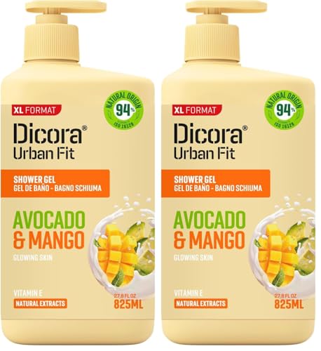 Dicora Urban Fit Shower Gel Vitamina E Mango&Aguacate 825ml (Paquete de 2)