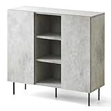 ワイエムワールド キャビネット サイドボード 扉付き 木製 スチール 幅90cm ストーングレー フリッツ 00-100229