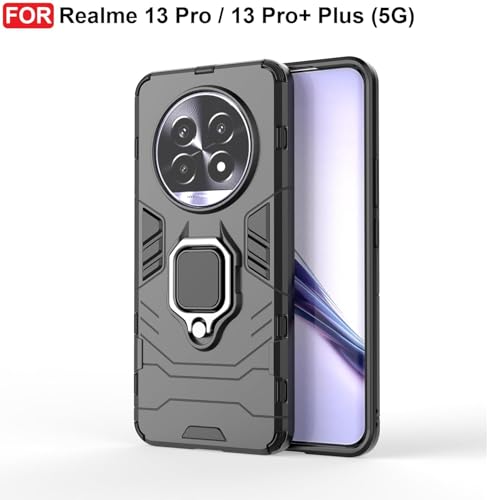 Image of AIBEX Armor Back Cover Compatible for Realme 14 Pro Lite /Realme 13 Pro 5G / Realme 13 Pro Plus 5G| Rugged Shockproof Case with Ring Holder & Kickstand | Military-Grade Protection |Magnetic Car Mount