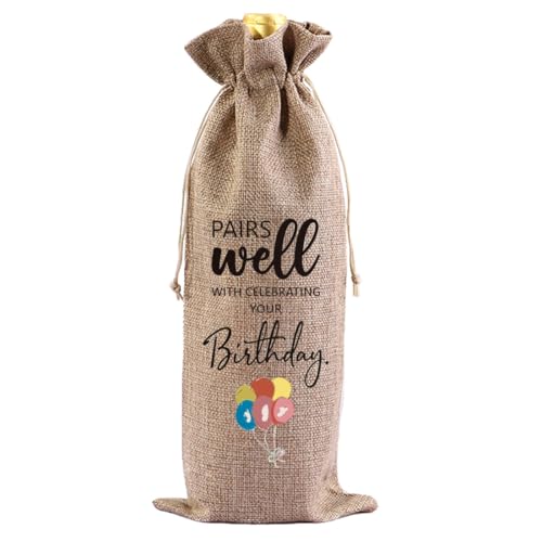 EIROVYA Bolsas para botellas de vino, bolsas de regalo para vino, para fiestas de cumpleaños, 1 pieza