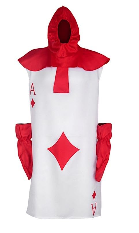 Cartas as as de espadas y cuadros vestido Carnaval Cosplay Disfraz CARTE03 (Rojo, XL)