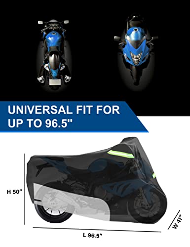 Motorcycle Cover Fit Up To 96.5'' Motorcycle Cover Waterproof Outdoor Motorcycle Cover Harley Davidson Universal Heavy Duty 300D Oxford Motorcycle Cover Harley Davidson Uv Waterproof Motorcycle Cover #TOP1