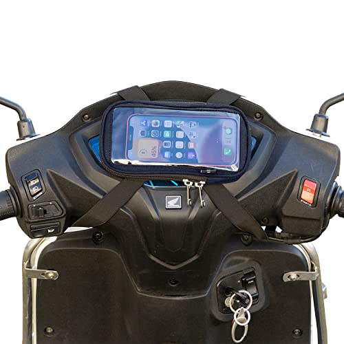 Yumin Polyester Handlebar Mobile Holder for Scooty Scooter Phone Pouch Bag for Activa Jupiter Ntorq Access Ather Ola-S1 Pleasure Waterproof 7.5 inches Phone Support (Blue)