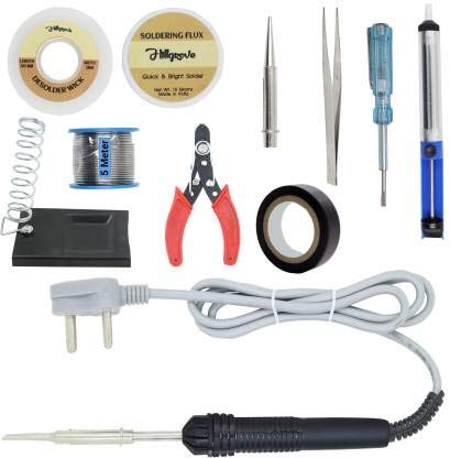 Hillgrove 11In1 Basic Complete 30W Soldering Iron Kit with 5 Meter Solder Wire, Cutter, Stand, Flux, Bit, Tape, Tester, Tweezer, Wick Pump 30 W Simple (Pointed Tip) (B08P3VL4KY) Amazon Price History, Amazon Price Tracker