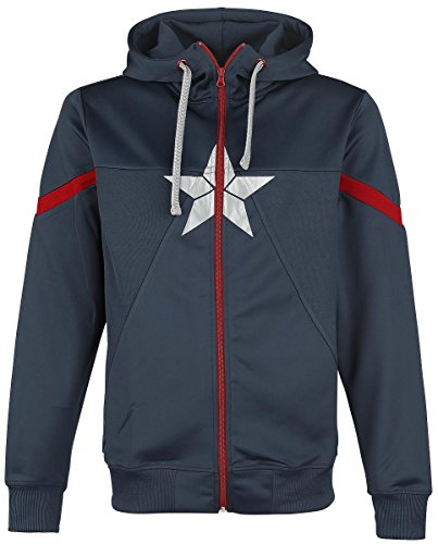 Capitán América Civil War - Star Logo Sudadera capucha con cremallera Azul oscuro XL