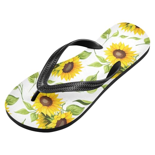 Floral Yellow Sunflowers Flip Flops for Beach Thong Sandals Anti-slip Lightweight Beach Slippers for House Indoor Outdoor2