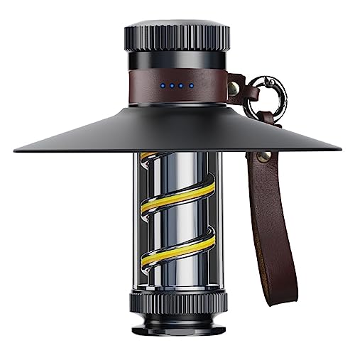 Dzaayediiy Camping Lantern Light Rechargeable, Cnkeeo Led Retro Camping Light - 4 Lighting Modes 500 Lumens Stepless Dimming Brightness Black