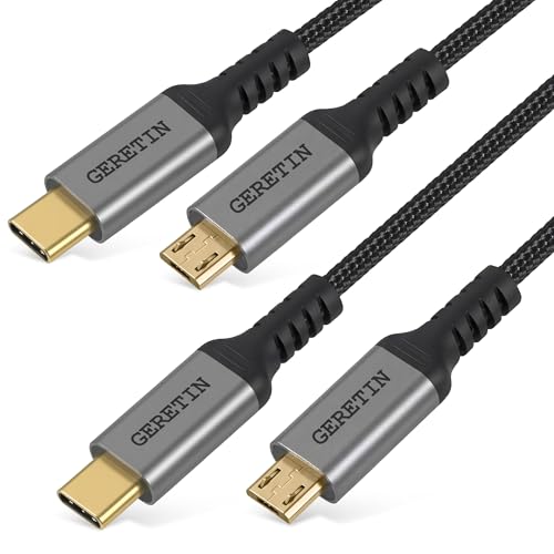 GERETIN USB C Auf Micro USB Kabel [0.5m+1m] USB Typ C auf Micro 2.0 Stecker Ladekabel Ladedatenkabel Hi-Speed Datenkabel für Galaxy S7/S6/J7/J5 Huawei PS4 Controller Handy Smartphone Tablet Kamera usw