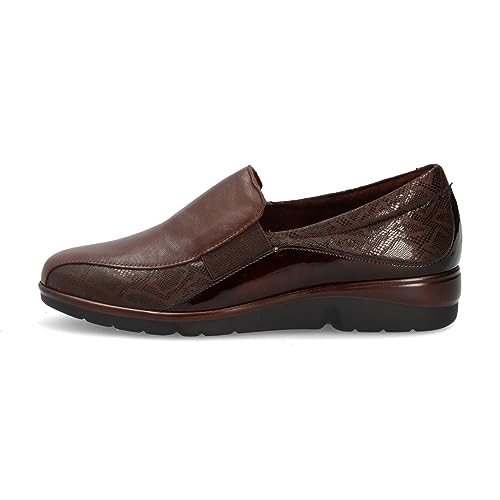 PITILLOS - 5304 Marrón - Zapato mocasín de Piel, con cuña Baja, Suela de Goma para: Mujer Color: Marron Talla:36