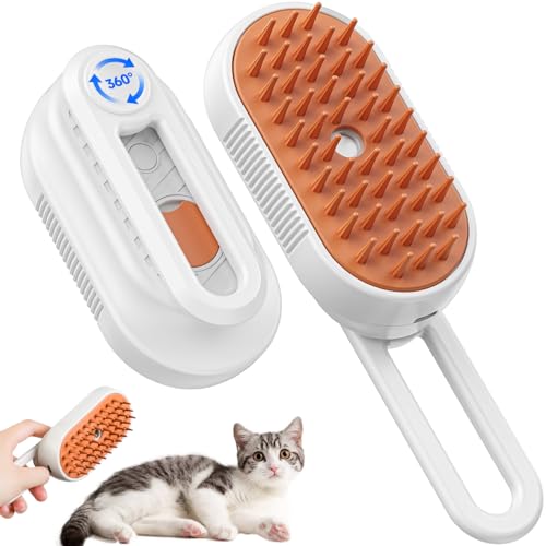 猫 ブラシ スチーム 猫用ブラシ 蒸し猫ブラシ 犬 ブラシ ペットブラシ 5in1 スチーム付き 猫 ブラッシング よく取れる ブラッシングブラシ スリッカー シリコン クリーニング ミスト ケア よく取れる 痛くない 静電気防止 短毛 中毛 長毛 猫犬兼用の画像