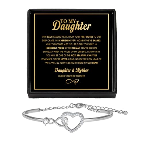 Image of To My Daughter Bracelet From Mom And Dad With Heartfelt Message & Elegant Box, Valentines Gifts For Daughter, Jewelry Gift For Daughter From Mother and Father On Birthday, Graduation