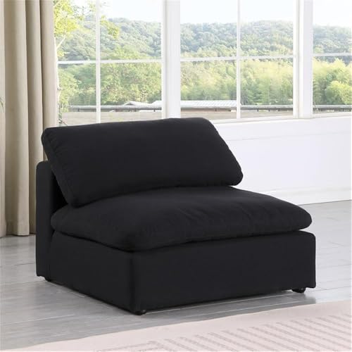 Sillón contemporáneo sin brazos tapizado lino negro miniatura 2