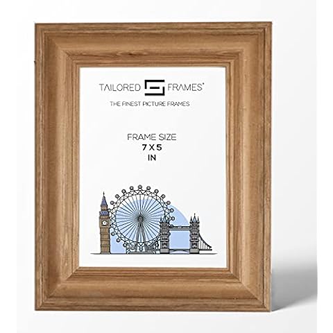 Tailored Frames Solid Antique Pine 7" x 5" Single Picture Frames | Table Top & Wall Hanging Type | Photo Frame Without Mount Cover