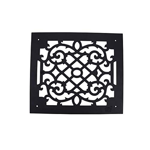 Renovators Supply Manufacturing Black Air Vent Cover Grille Floor Heat Vent Register Grille Heavy Cast Aluminum Rose Thorne Design Rustic Duct Cover Overall 14 in. H X 16 in. W Air Vent Grille