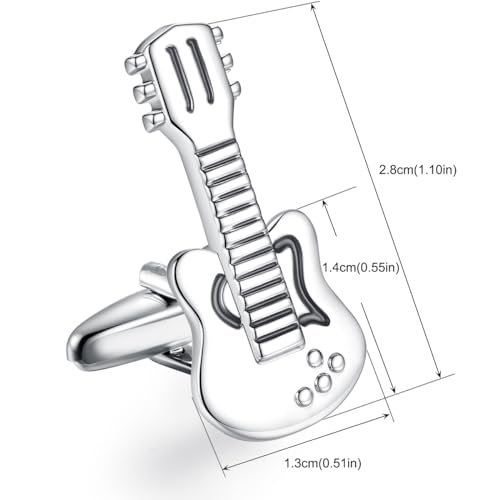 Gemelos de guitarra HONEY BEAR para hombre acero plata miniatura 2