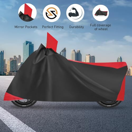 Image of Auto Hub Scooty Cover Compatible with Suzuki Access 125 with Mirror Pocket, Dustproof, Heat Resistant, Triple Stitched, Access 125 Scooty Cover- Black, Red