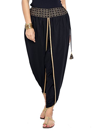Image of 9rasa Women's Viscose Hand Block Printed Belt Freesize Dhoti Chudidar for Ethnic Casual Fusionwear (Fits Waist 26-38 inch Inches)