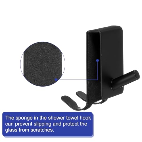 Crochets de porte de douche double face en acier inoxydable noir par 2