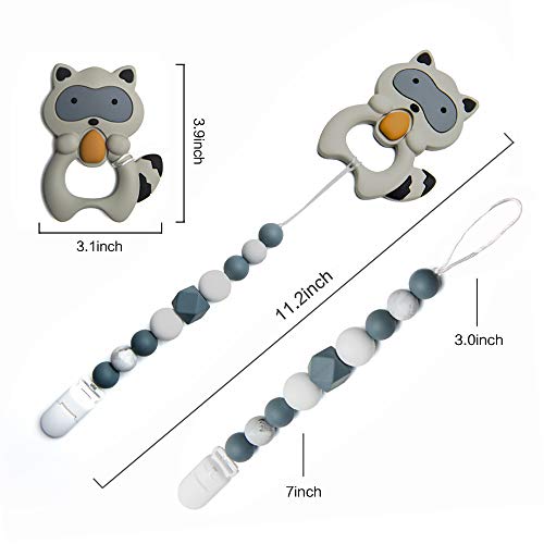 Leayjeen Baby Teething Toys BPA-Free Silicone Teether Chew Egg with Pacifier Clip Cute and Effective Pain, Orange - Image 3