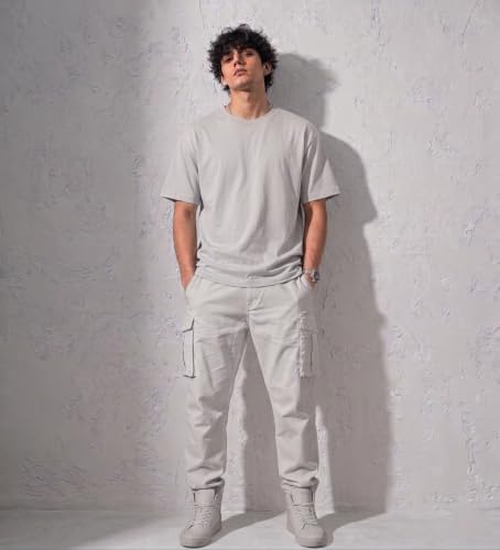 Image of Men's Round Neck Plain Oversize T-Shirt - Casual Loose Fit Cotton Wear | 100% Cotton T-Shirt |