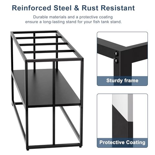 Urban Deco 55-75 Gallon Fish Tank Stand 900LBS Capacity For Aquarium Stand Metal Fish Tank Stand 48.4"x19.7"x31.5" Dual-Layer Design Terrarium Stand Ideal for Home and Office