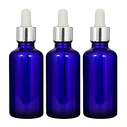 nsb herbals 50 ML Blue Round Empty Glass Bottle + Glass Dropper + Silver Ring + White Silicone Teat, Refillable, Reusable, Leak Proof For Essential Oils, Perfumes (Pack Of 3)-image-48