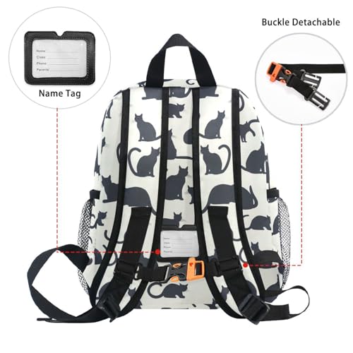 MNSRUU Toddler Backpack, Cute Black Cat Kids Backpack Small Backpack for Boys Girls Kawaii Preschool Backpack Mini School Backpack Travel Backpack4