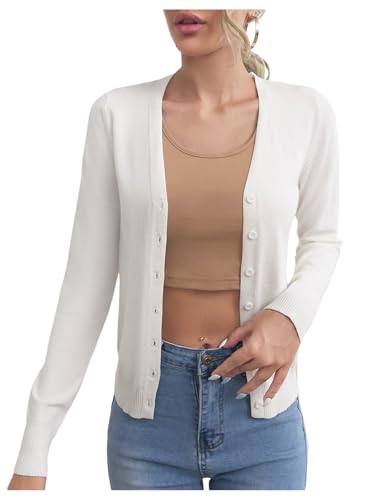 GORGLITTER Women's Cropped Cardigan Button Up Open Front Long Sleeve Lightweight Cute Dressy Trendy 2025 Sweaters