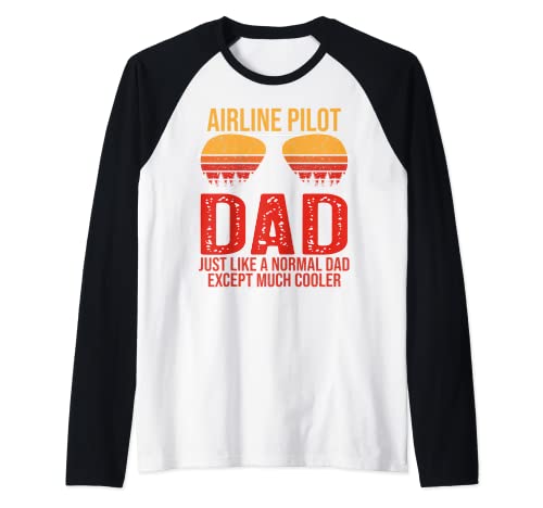 Uomo Airline Pilot Dad Retro Occhiali da sole per la festa del papà Maglia con Maniche Raglan
