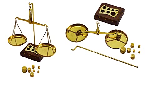 Báscula Decorativa Tradicional de Latón y Madera 20 cm miniatura 1