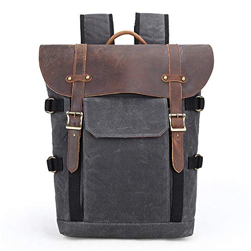 MASII Camera Backpack Bag Waterproof Batik Canvas Retro Camera Backpack,Gray