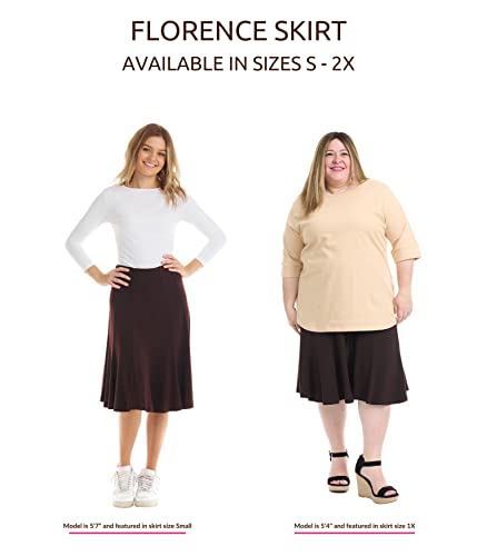 Esteez Womens A-Line Skirt - Knee Length A-Line Skirts For Women Summer - Womens Brown A-Line Skirt - Midi Skirt - Skirts For Women Trendy - Stretchy Skirt Florence (Ex802159 Espresso Small) #TOP4