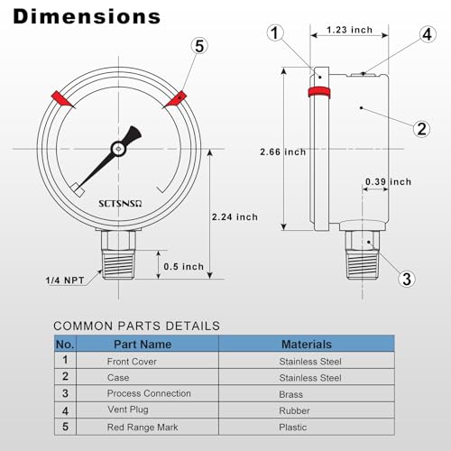 -30 inhg to 0 vacuum pressure gauge glycerin liquid filled 25 inch dial 1434 npt lower mount stainless steel case for air conditioning line tank air pump hvac pipe pressure test