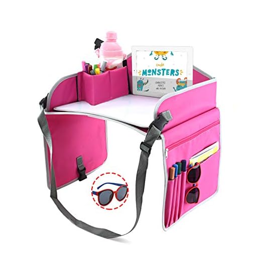 Car Seat Travel Tray Kids - Car Lap Tray Kids with Dry Erase Board Waterproof Car Seat Travel Table Tray by MURALISTER