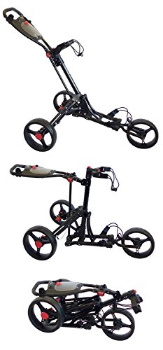 CRUISER GOLF (CR-6 Deluxe) Three Wheel Trolley - One Button, Easy Fold (Black)