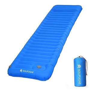 Self Inflating Camping Sleeping Mat, Widen & Thicken Camping Pad with Pillow, Lightweight Single Air Camping Bed Waterproof Wear-Resistant Outdoor Backpacking Hiking Travel (Blue)