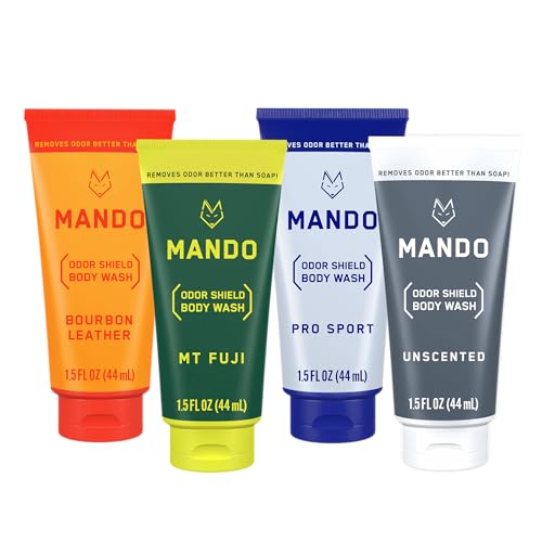 Mando Mini Body Wash - 24 Hour Odor Control - Removes Odor Better than Soap - 1.5 Ounce Tubes (Pack...