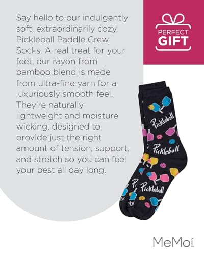 Image of MeMoi Women's Pickleball Paddle Rayon From Rayon Crew Socks