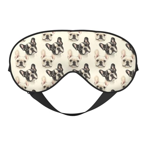 Mascherina per gli occhi per dormire, double-face, con simpatico bulldog francese, 1 stampa, per donne e uomini, coperture per occhi oscuranti per viaggio/dormire