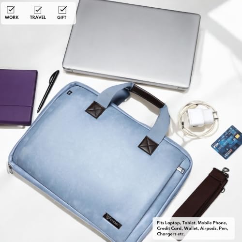 Image of VISMIINTREND Stylish Leather Laptop Bags for Men & Women | Office, Messenger, Shoulder, Handbag | Fits 13 inch,14 inch, 15.6 Inch Laptops, Macbook | Corporate Gifts for Men, Clients, Employees