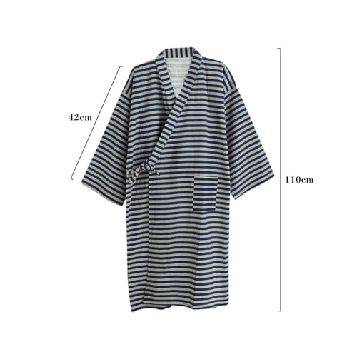 Image of SIQITECHNO Men Kimono Robe Cotton Yukata Spa Sauna Bathrobe Sleepwear Japanese Kimono for Women Loungewear Nightgown Dressing