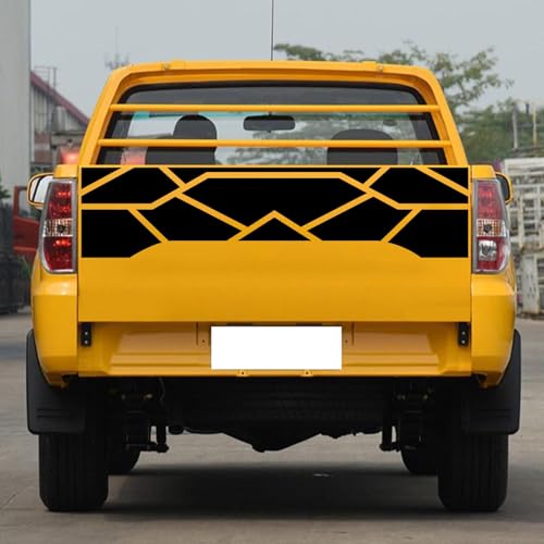 Image of 59 inch Racing Stripe Graphic Car Sticker for Truck Pickup Rear Decal Plaid Graphic Self-Adhesive Universal Decorative Sticker Trunk Lid Vinyl Car Decal Accessories(1PCS) (Black)
