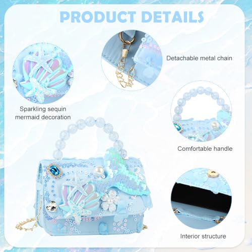 Image of PATPAT Mermaid Sling Bag for Girls,Fashion Cute Hand Bag for Girls Shoulder Stylish Gifts Kids Age 3-8 Purse Cross Body Woman,14x5x11cm