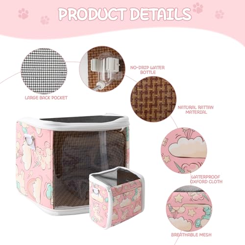 guinea pig carrier bag with water bottletravel portable small animal carrier sling pouch clear window carrier backpack for hamster bunny gerbil hedgehog sugar glider lizard birdpink