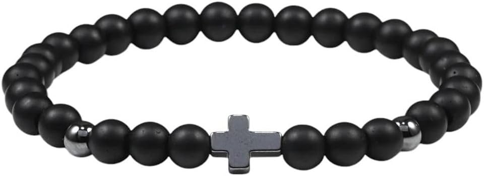 New 2026 Unisex Charrm Men Cross Bracelets Women Meditation Prayer Natural Lava Beads Bracelet Yoga Couple Jewelry Findings Gifts Hombre Fashion Trendy Accessories Creative Gift For