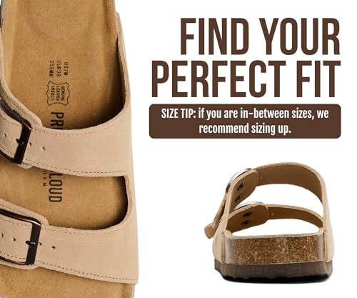 Image of Project Cloud 100% Genuine Leather Flat Sandals For Women 2026 Cork Footbed Womens Sandals with Memory Foam and arch support Vacation Essentials Slides for Women Footwear (Venita)