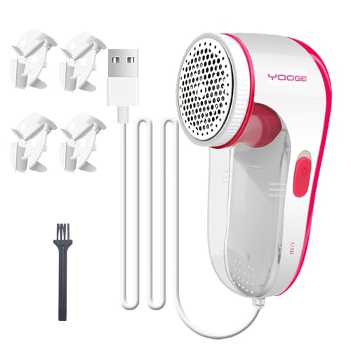 【High Power, High Efficiency】 Nayoge Electric Lint Remover,Fabric Shaver,Fuzz Remover,Remove Pilling of Clothes,Sweaters,Couch,Bed Sheets,Socks and Other Fabric,4 Stainless Steel Blades,USB Powered