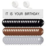 Raiow It is Your Birthday. Banner The Office Birthday Decoration 63 Pcs Set,Brown Black Silver Balloons White Crepe Streamers,The Office Party Merchandise by Dwight K. Schrute