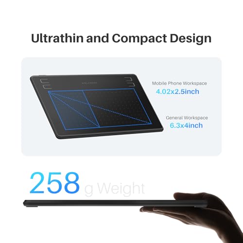 Image of HUION HS64 Drawing Tablet, 6.3 x 4 inch with 16384 Pressure Sensitivity Battery-Free Pen & Tilt Support, for Digital Art, Painting & Design, Compatible with Windows, Mac, Android & Linux