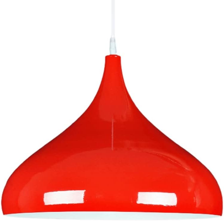 Industrial Pendant Lights in Red Modern Hallway Pendant lamp Shade Macaron Color Ceiling Light Shade in Gloss Finish Single Metal Hanging Lights for Kitchen Living Room Breakfast Bar Red 42CM